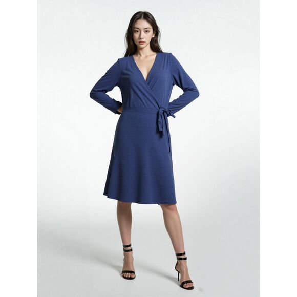 4/$35 LOFT Blue Wrap Dress - Picture 1 of 7